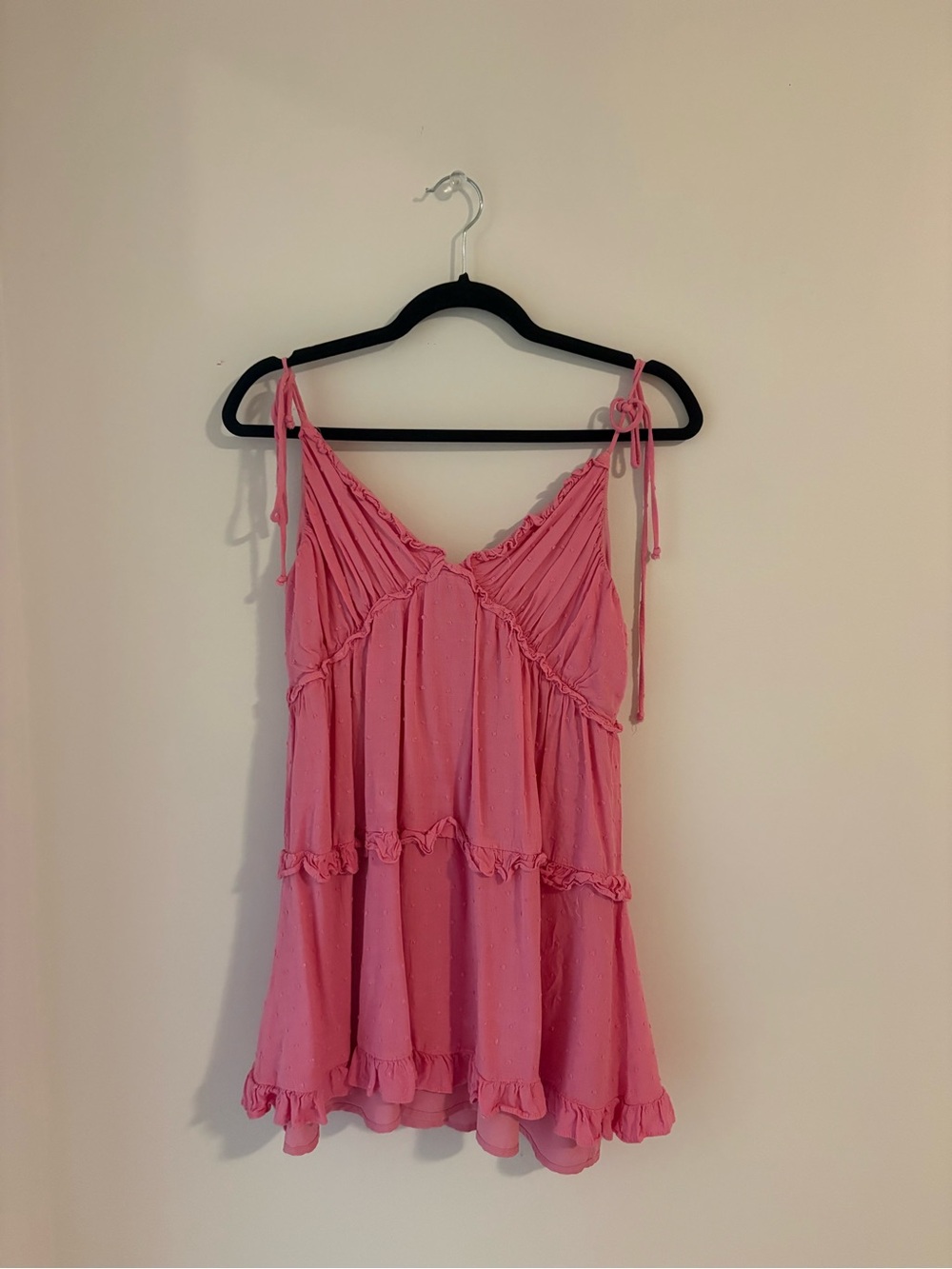 Women's Pink Mini Dress with Tie Straps